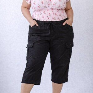 Lane Bryant - Black Drawstring Cargo Capris - Womens 18/20